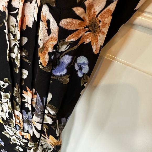 Nanette Lepore Women’s Navy Floral Spring Fit Flare Short Sleeve Midi Dress - Picture 7 of 8